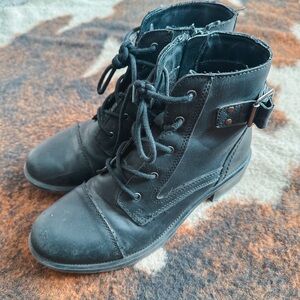 Madden Girl Black Lace-Up Moto Boots